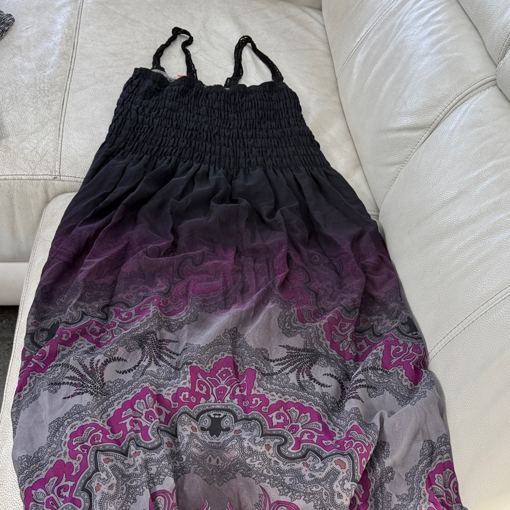 Free People Gray and Black Ruched Top